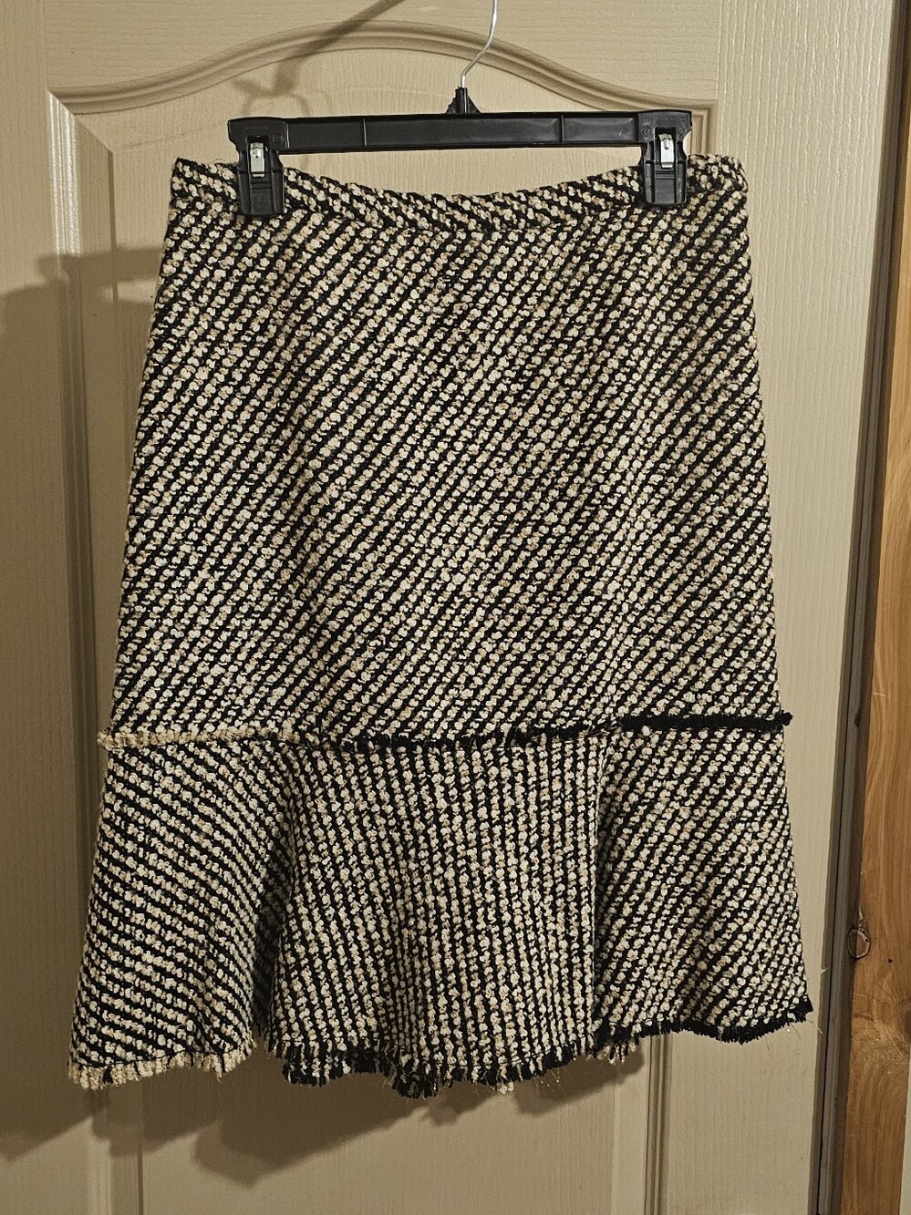 J. Crew Black Gold Multi-Color Metallic Flared Tweed Wool Skirt Size 6